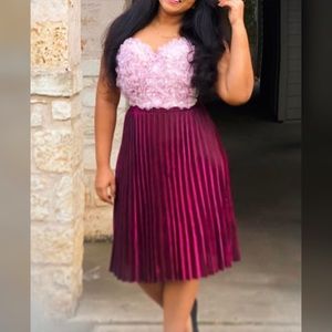 Purple shimmer pleated skirt